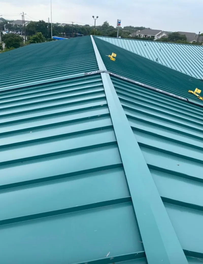 Green commercial metal roof ridge and valley for Metal Roof Repair in Cramerton